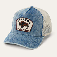 Bison Patch Trucker Hat Denim | Stetson Hats
